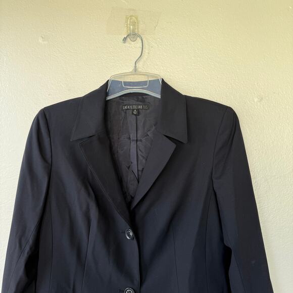 Lafayette 148 Navy Blue Blazer size 10 scuffing good overall condition - Picture 3 of 13